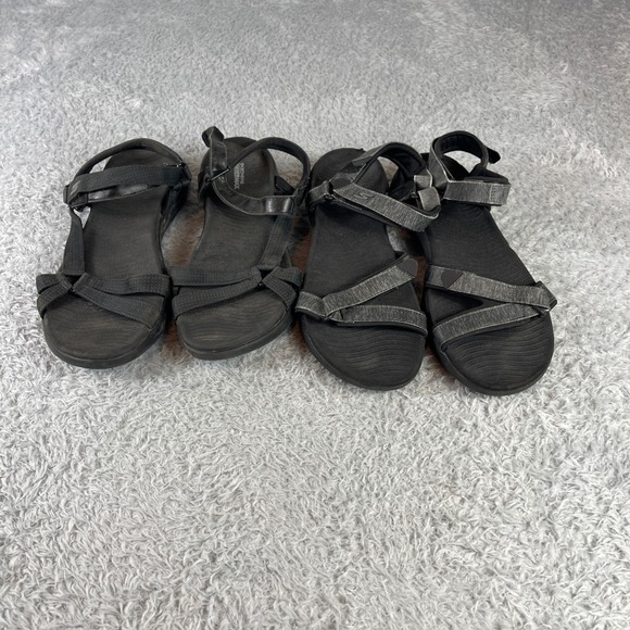 Skechers Go Walk Max Black Gray Adjustable Strap Sandals Women's Size 11/12 - Picture 1 of 8